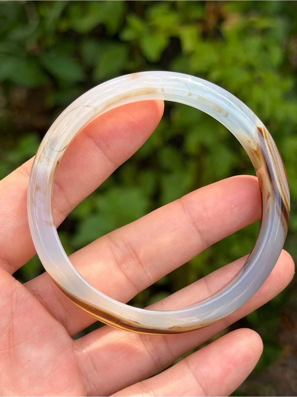 59mm Inner Diameter Translucent Agate Bangle in Brown and Cream 1742